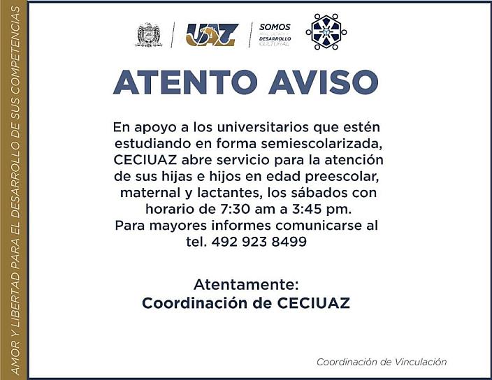 CECIUAZ AMPLÍA SERVICIO PARA UNIVERSITARIAS DEL SISTEMA SEMIESCOLARIZADO 