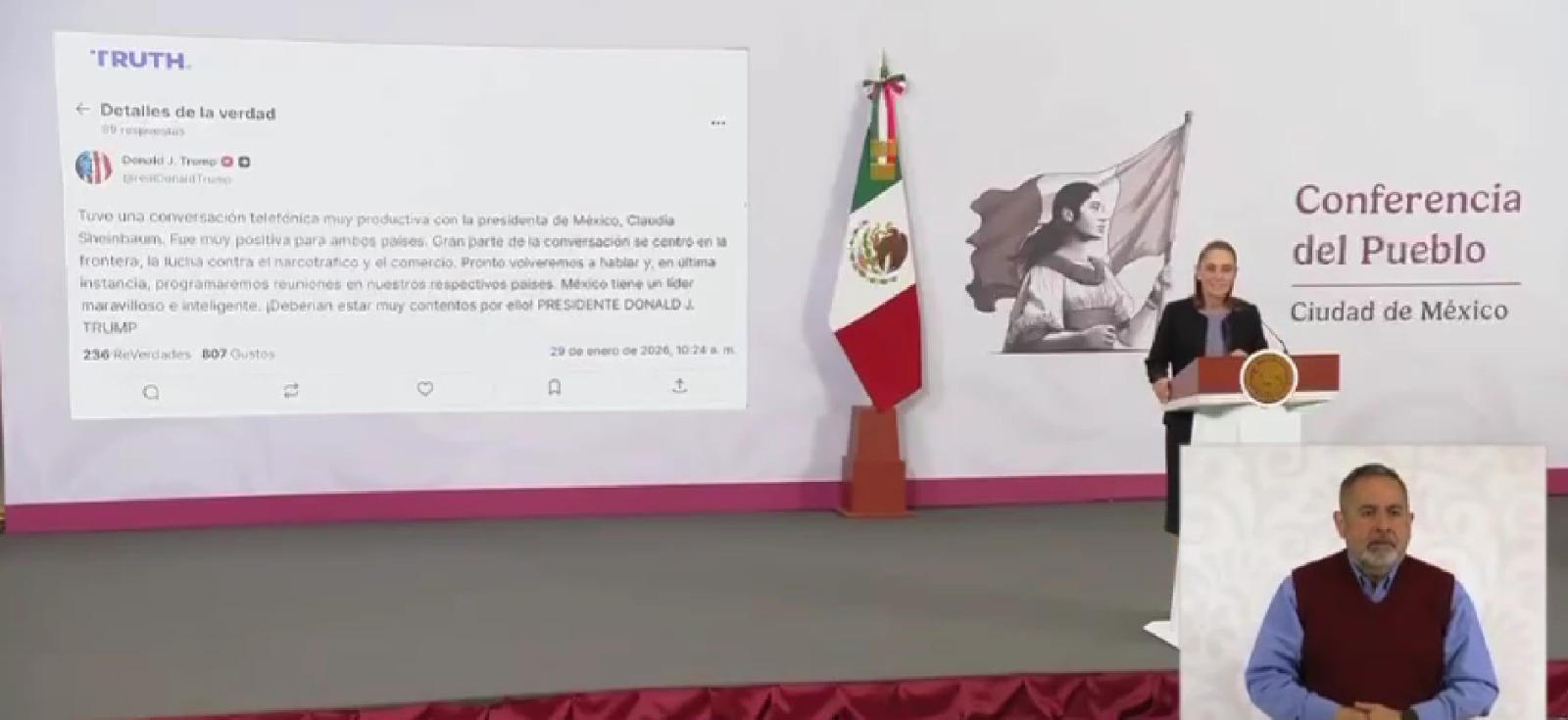 MÉXICO TIENE UNA LÍDER MARAVILLOSA E INTELIGENTE: DONALD TRUMP   