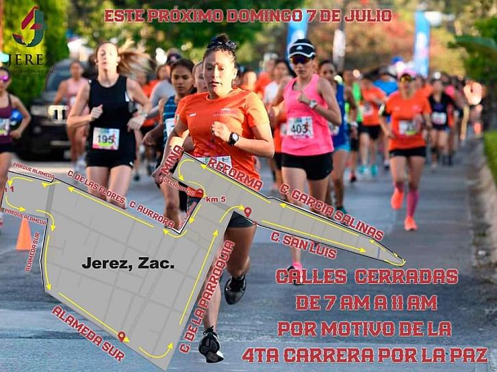 CERRARÁN CALLES EN JEREZ POR LA CARRERA POR LA PAZ 5K