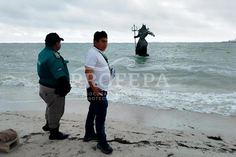 CLAUSURA PROFEPA ESTATUA DE POSEIDÓN EN PROGRESO, YUCATÁN 