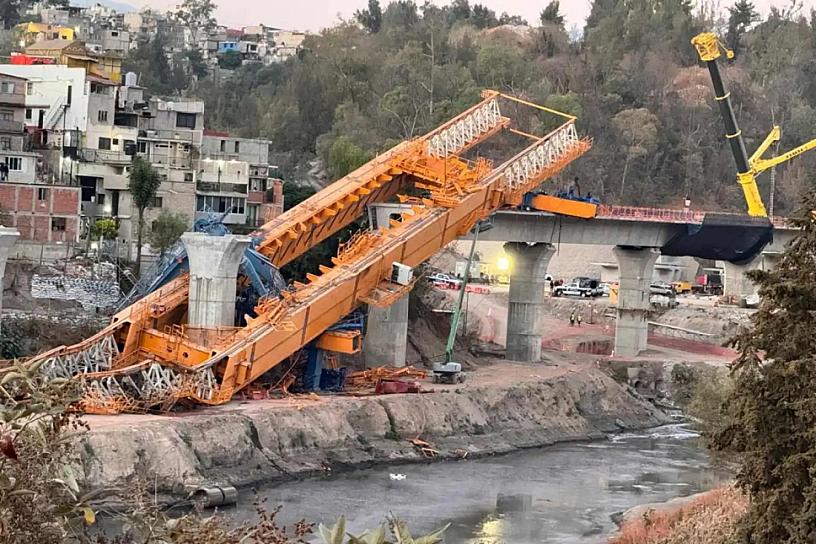 COLAPSA LANZADORA DE DOVELAS EN OBRAS DEL TREN INTERURBANO