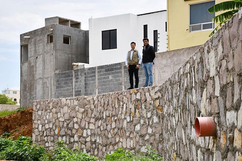CONCLUYEN CONSTRUCCIÓN DEL MURO DE CONTENCIÓN EN ARROYO EL COYOTE