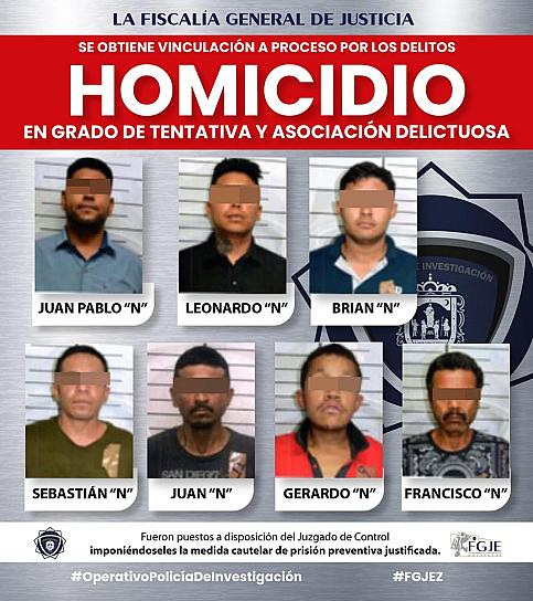 VINCULAN A SIETE HOMBRES QUE ATACARON A POLICÍAS EN GUADALUPE