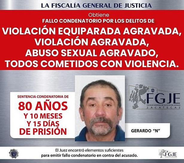 CONDENAN A UN HOMBRE A MÁS DE 80 AÑOS DE CÁRCEL POR VIOLACIÓN SEXUAL AGRAVADA