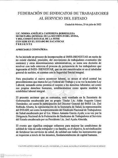 CONJUGAN ESFUERZOS PARA DAR BUENAS CONDICIONES A TRABAJADORES DEL SNTSA