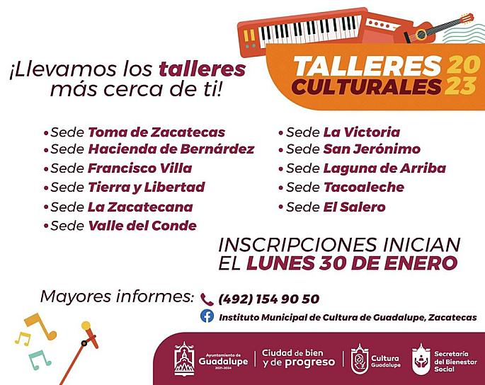 CON TALLERES, IMPULSAN EL DESARROLLO CULTURAL EN GUADALUPE