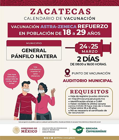 CONTINÚA JORNADA DE VACUNACIÓN DE REFUERZO PARA CHAVOS DE GENERAL NATERA Y VETAGRANDE.