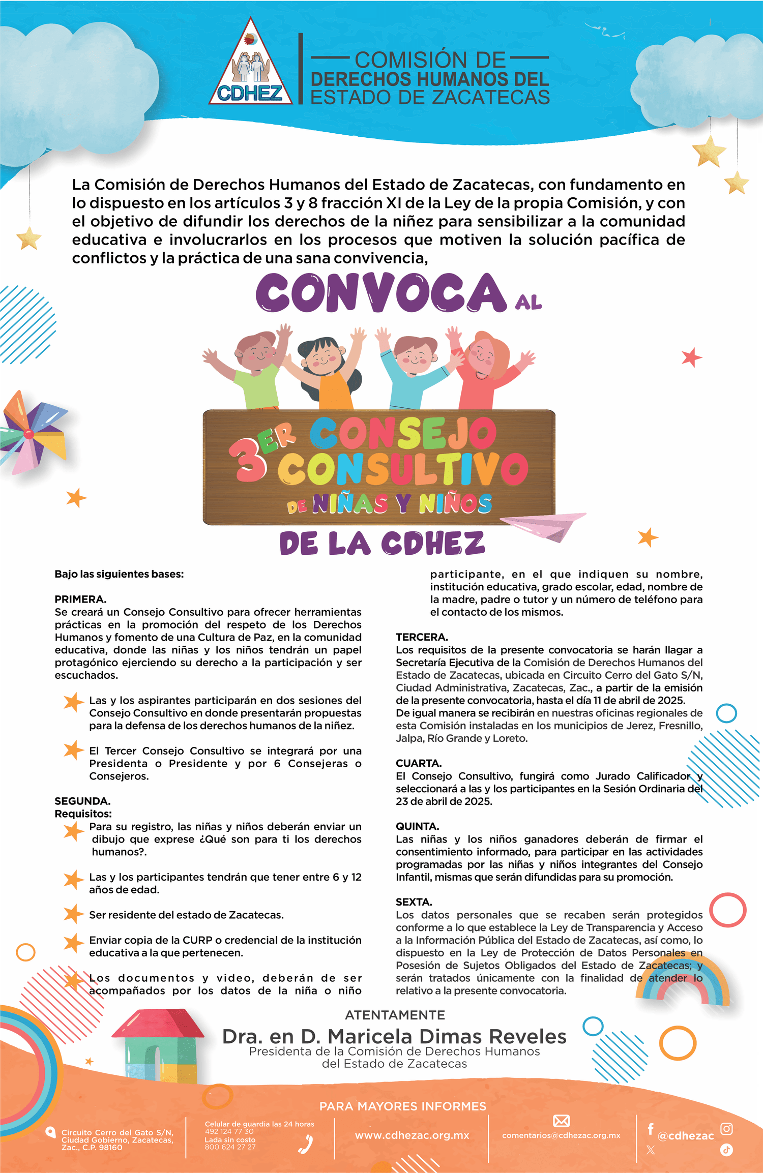 Convoca CDHEZ a integrar el “Tercer Consejo Consultivo de Niñas y Niños”