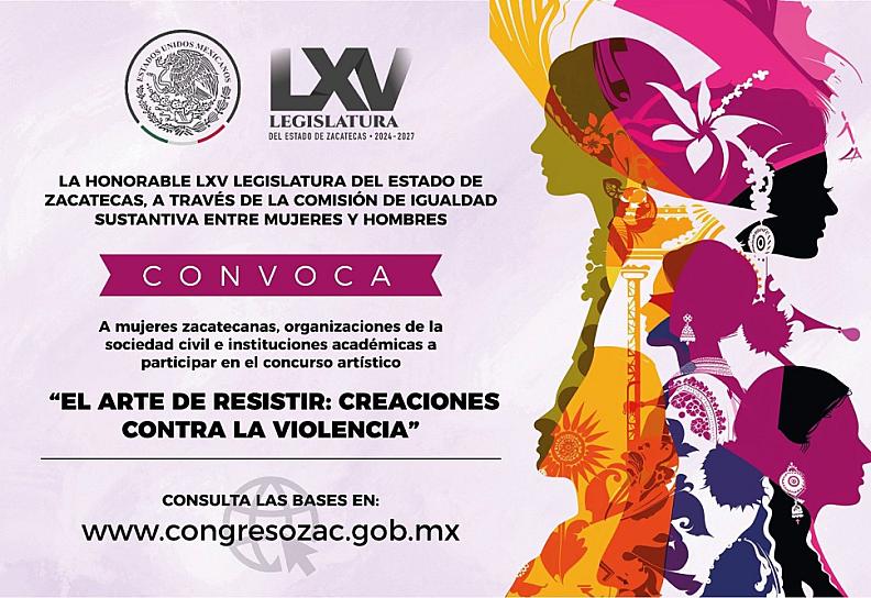 Convoca LXV Legislatura al concurso “El Arte de Resistir: Creaciones contra la Violencia”