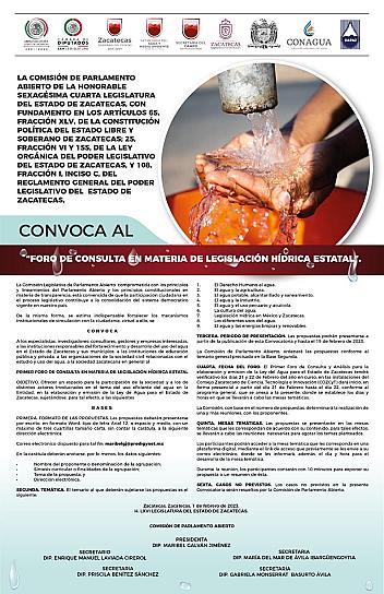 CONVOCAN A FORO DE LEGISLACIÓN HÍDRICA ESTATAL