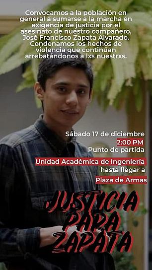 CONVOCAN A MARCHA PARA EXIGIR JUSTICIA POR ASESINATO DE JOVEN ACTIVISTA EN ZACATECAS