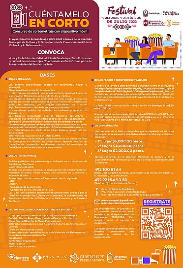 CONVOCAN A PARTICIPAR A CONCURSO DE CORTOMETRAJE
