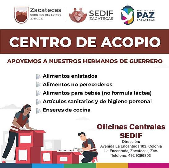 CONVOCAN A REALIZAR DONATIVOS PARA DAMNIFICADOS DE GUERRERO