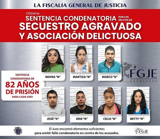 DAN 82 AÑOS DE CÁRCEL A SIETE PERSONAS POR SECUESTRO Y ASOCIACIÓN DELICTUOSA 