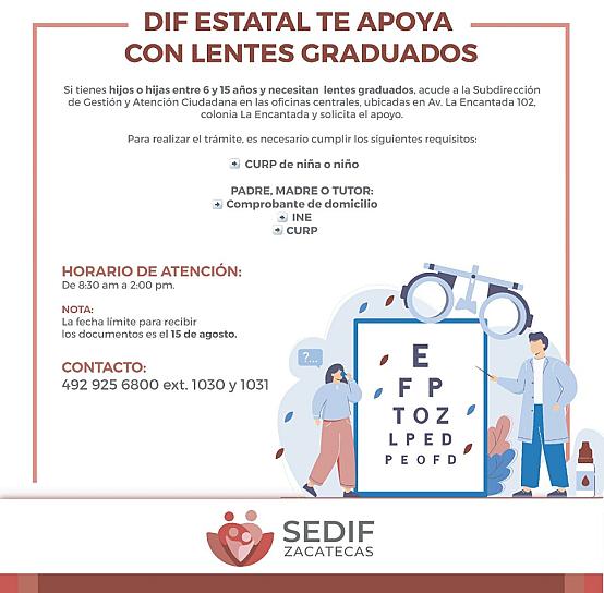 DARÁN 400 LENTES A MENORES ZACATECANOS 