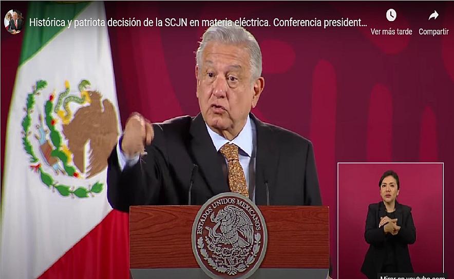 DECISIÓN HISTÓRICA Y PATRIOTA", TRAS FALLO DE LA CORTE SOBRE LA LEY ELÉCTRICA: AMLO