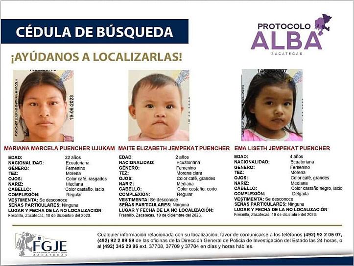 DESAPARECE FAMILIA ECUATORIANA EN FRESNILLO