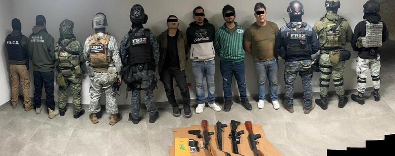 Detienen a 4 personas en Fresnillo tras agresión, aseguran armas y equipo táctico
