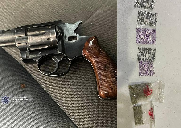 DETIENEN A HOMBRE CON DROGAS Y UN ARMA DE FUEGO