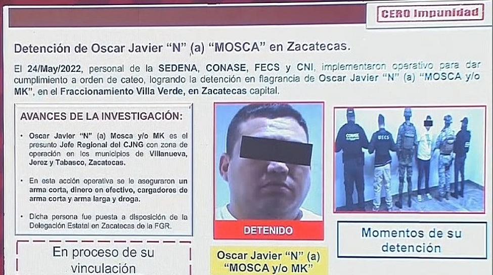 DETIENEN A LA MOSCA JEFE REGIONAL DEL CJNG EN ZACATECAS