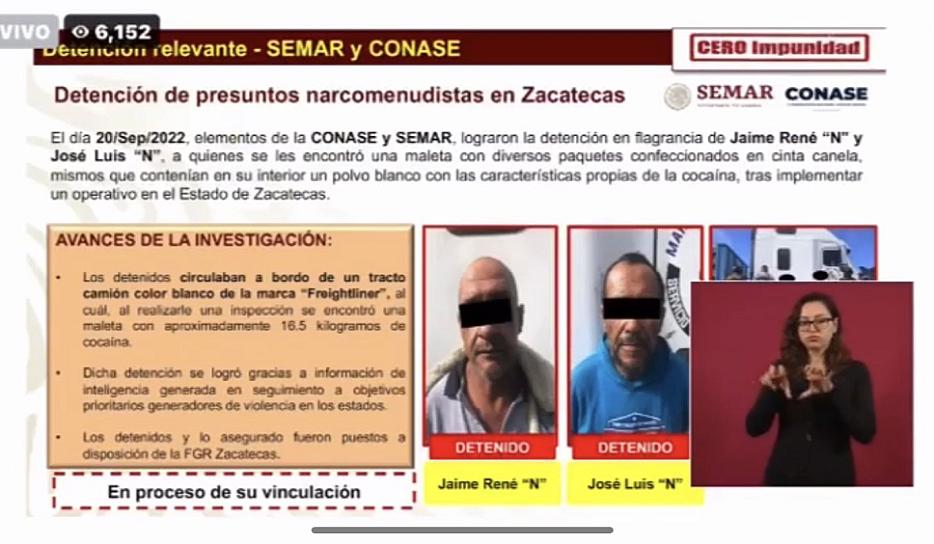 DETIENEN A PRESUNTOS NARCOMENUDISTAS EN ZACATECAS