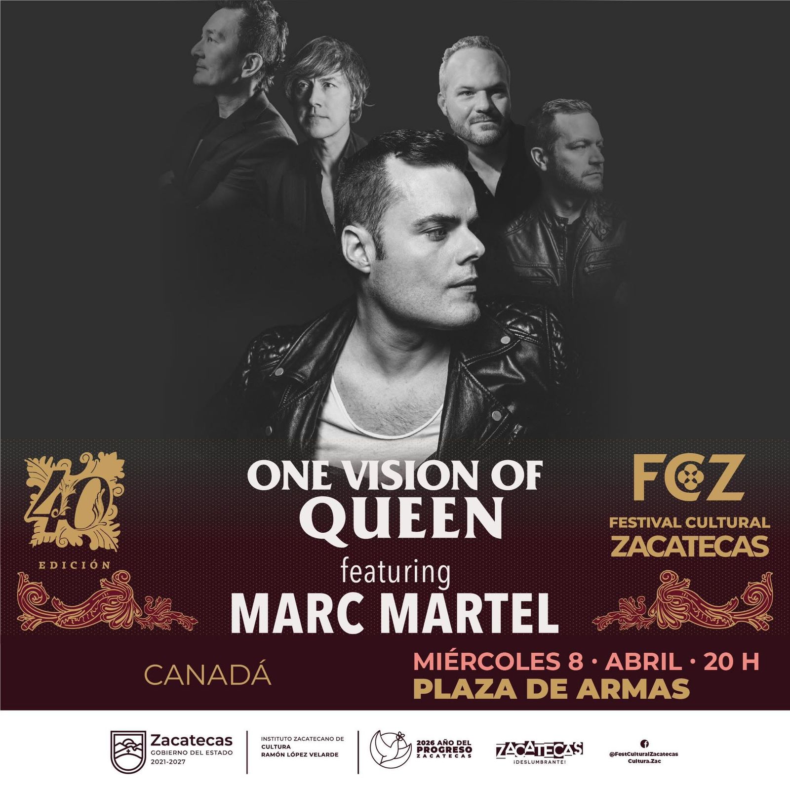 REVIVIRÁ LA VOZ DE FREDDIE MERCURY EN LA EDICIÓN 40 DEL FESTIVAL CULTURAL ZACATECAS CON MARC MARTEL Y ONE VISION OF QUEEN