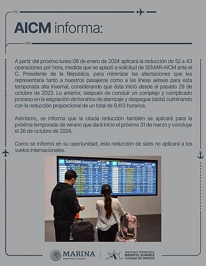 DISMINUYE AICM OPERACIONES A PARTIR DE LA PRÓXIMA SEMANA