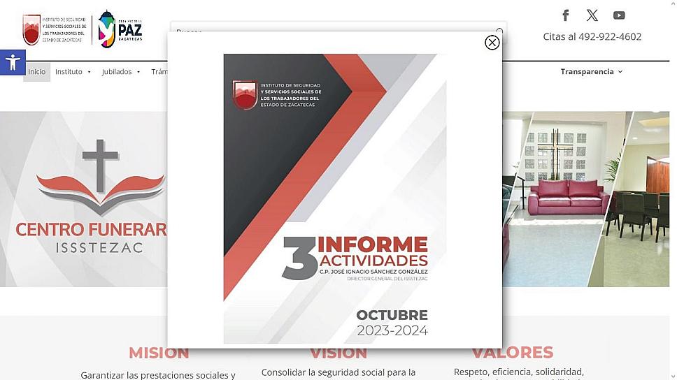 DISPONIBLE, TERCER INFORME DEL ISSSTEZAC EN LÍNEA