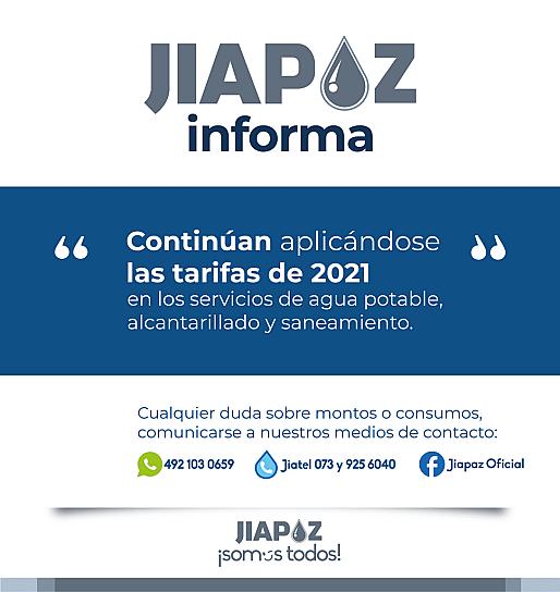 ASEGURA LA JIAPAZ QUE NO HABRÁ INCREMENTO EN TARIFAS DE AGUA POTABLE
