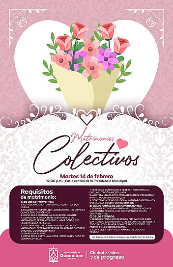 EFECTUARÁN CEREMONIA COLECTIVA DE MATRIMONIOS EN GUADALUPE