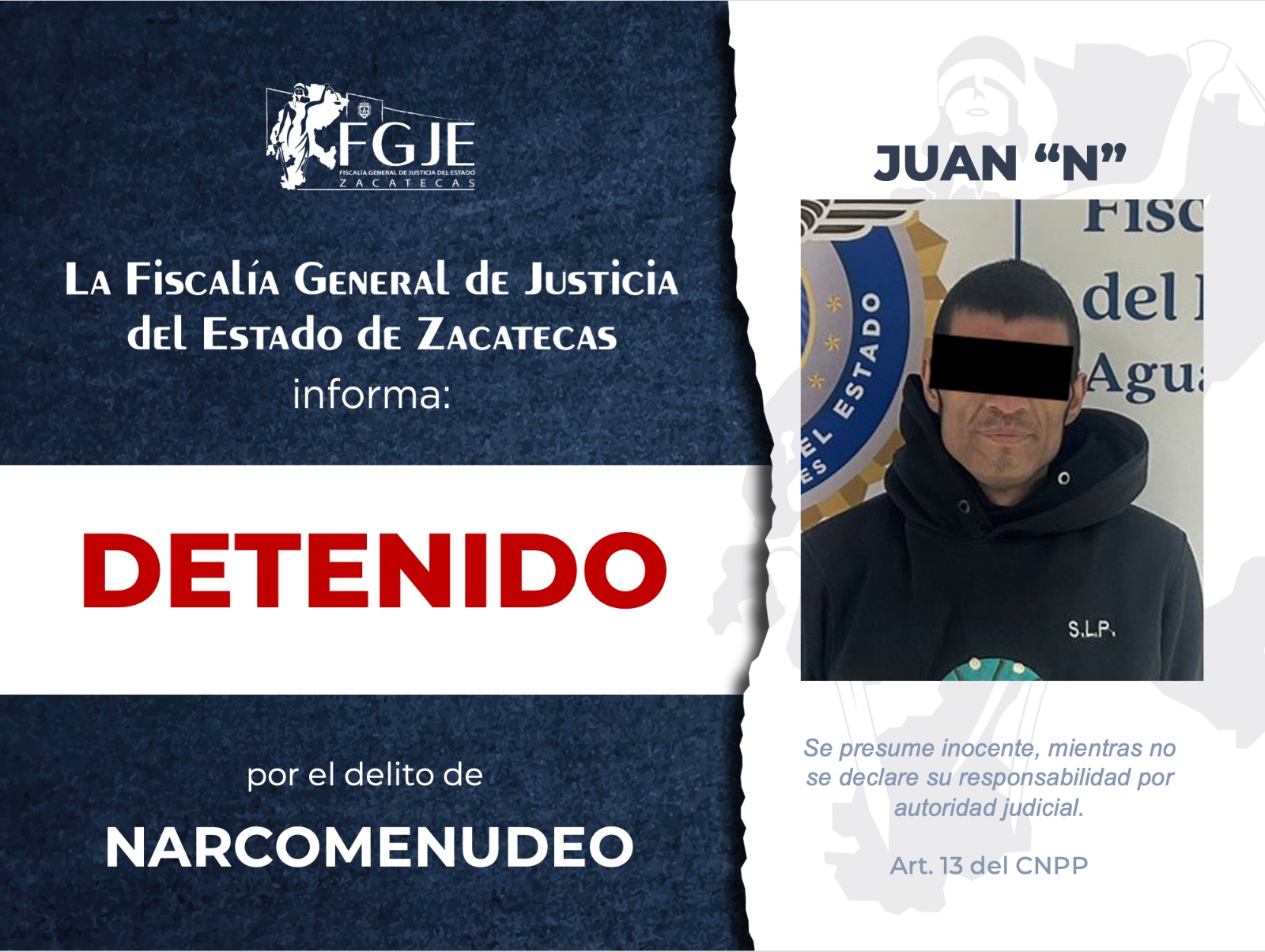 DETIENEN A UNA PERSONA POR NARCOMENUDEO