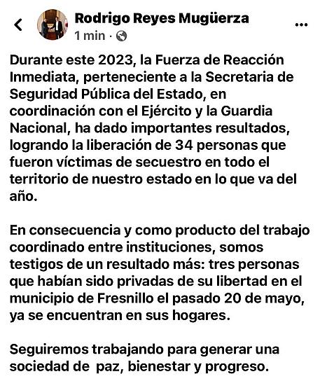 EN 2023, LIBERADAS 34 VÍCTIMAS DE SECUESTRO