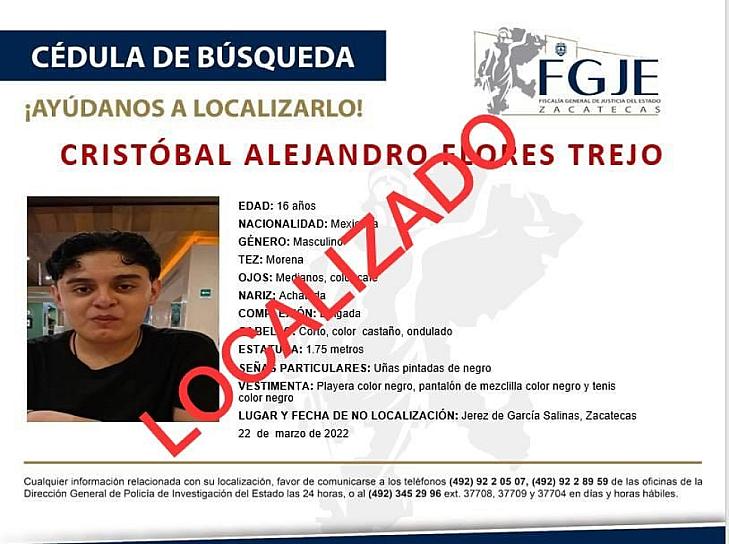 ENCUENTAN MUERTO A JOVEN JEREZANO REPORTADO COMO DESAPARECIDO