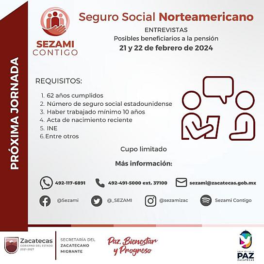ENTREVISTARÁN A ZACATECANOS PARA OBTENCIÓN DE PENSIÓN DEL SEGURO SOCIAL NORTEAMERICANO 