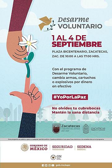 EXHORTA AYUNTAMIENTO DE ZACATECAS A LA POBLACIÓN A PARTICIPAR EN EL DESARME VOLUNTARIO
