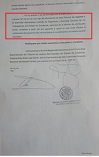  EXIGEN JUBILADOS DEL ISSSTEZAC ACATAR MEDIDAS CAUTELARES Y RESOLUCIONES JUDICIALES PARA ASEGURAR SU PAGO