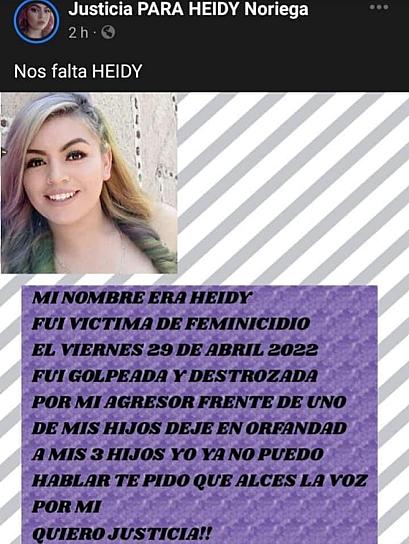 EXIGEN JUSTICIA PARA HEIDY NORIEGA, JOVEN MADRE ASESINADA