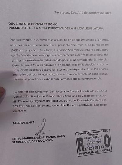 NO ASISTE TITULAR DE LA SEZ A COMPARECER; PROMUEVEN DIPUTADOS  JUICIO POLÍTICO EN SU CONTRA