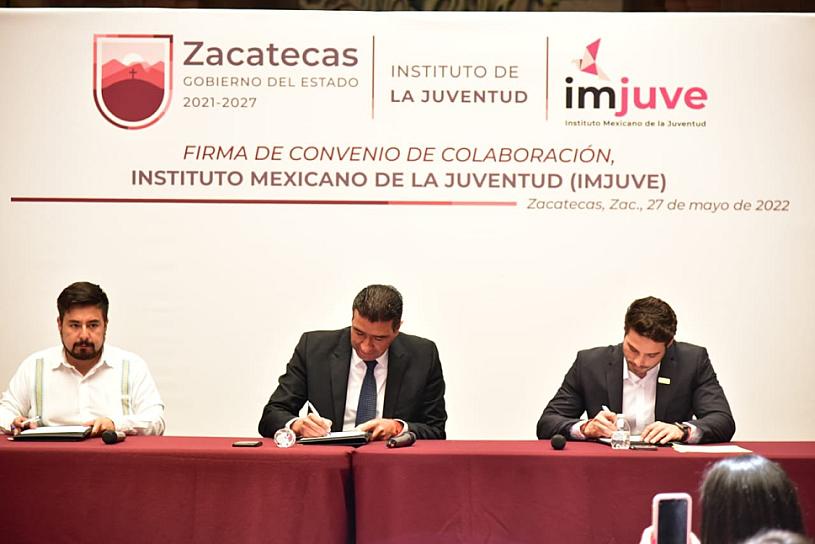 FIRMA GOBIERNO ESTATAL CONVENIO CON INSTITUTO MEXICANO DE LA JUVENTUD 