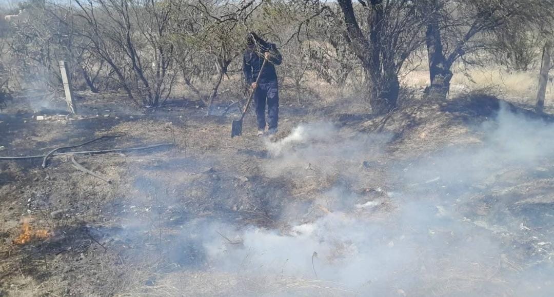 COMBATEN INCENDIO EN SAN ISIDRO; ARRASA FORRAJE Y GRANO