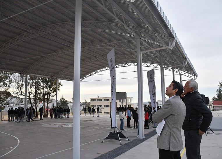 INAUGURAN DOMO EN SECUNDARIA MARGARITA MAZA DE JUÁREZ