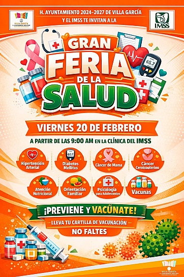 REALIZARÁN GRAN FERIA MÉDICA EN VILLA GARCÍA ESTE VIERNES