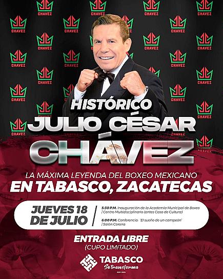 INAUGURARÁ JULIO CÉSAR CHÁVEZ ACADEMIA DE BOXEO EN TABASCO