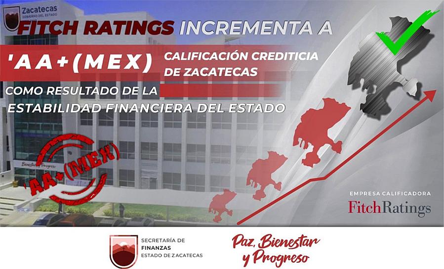 INCREMENTA FITCH RATINGS CALIFICACIÓN CREDITICIA DE ZACATECAS 
