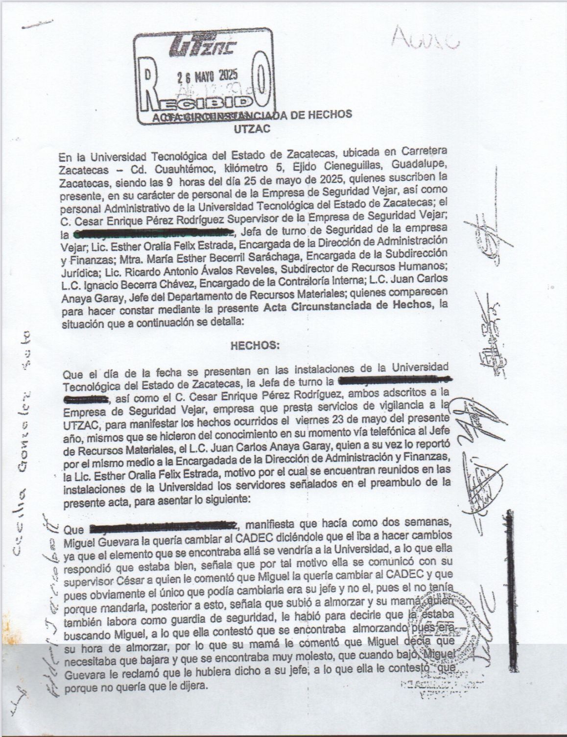 DENUNCIA EXGUARDIA ABUSO Y ENFRENTA DESPIDO INJUSTIFICADO EN UTZAC