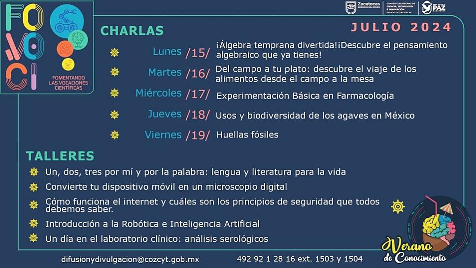 INVITA COZCYT A PARTICIPAR EN CHARLAS Y TALLERES CIENTÍFICOS