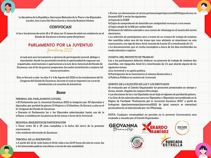 INVITA DIPUTADO A PARTICIPAR EN EL PARLAMENTO POR LA JUVENTUD