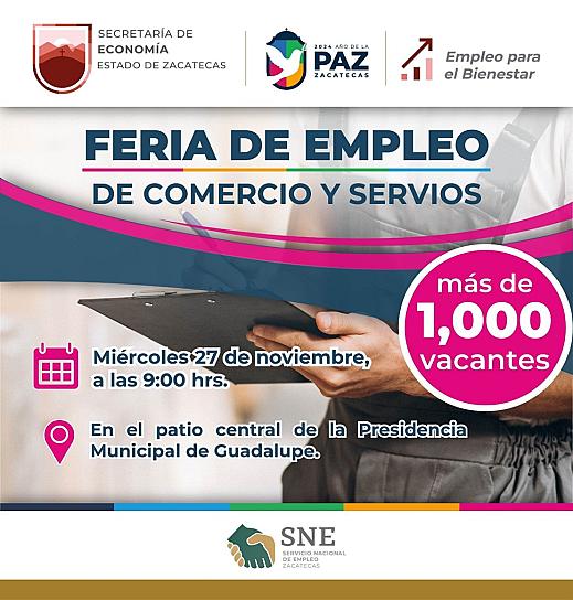INVITAN A FERIA DEL EMPLEO EN GUADALUPE