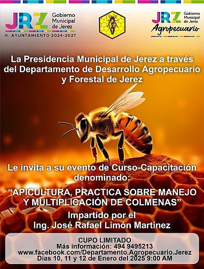 Invitan a jerezanos a participar en curso de apicultura
