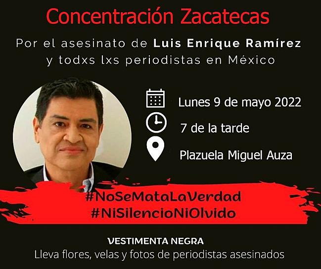 INVITAN PERIODISTAS ZACATECANOS A CONCENTRACIÓN PARA EXIGIR JUSTICIA